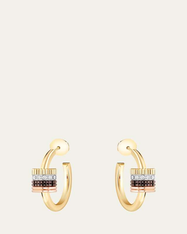 Quatre Classique 18K Tricolor Gold Earrings with Brown PVD and Diamonds